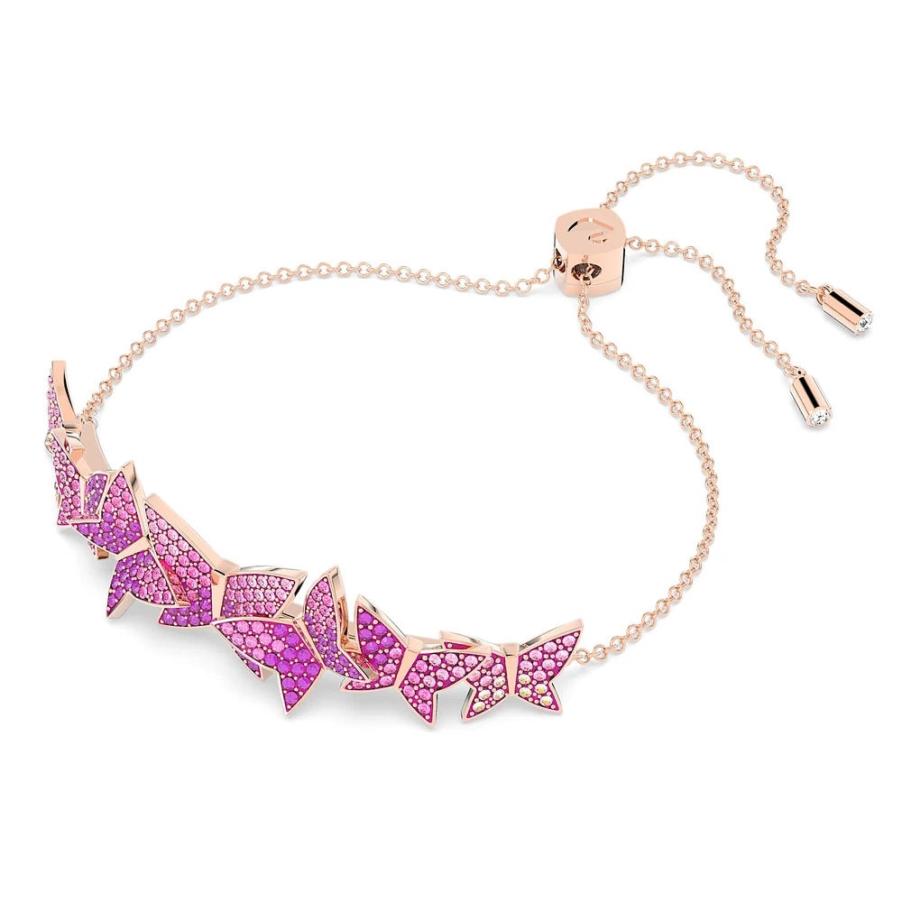 Idyllia Lilia bracelet, Butterfly, Pink, Rose gold-tone plated by SWAROVSKI