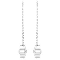 Hollow drop earrings, Long, White, Rhodium plated by SWAROVSKI