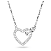 Lovely necklace, Heart, White, Rhodium plated by SWAROVSKI
