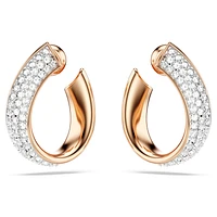 Exist hoop earrings, Small, White, Rose gold-tone plated by SWAROVSKI