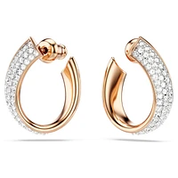 Exist hoop earrings, Small, White, Rose gold-tone plated by SWAROVSKI