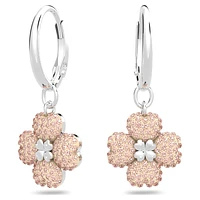 Latisha drop earrings, Flower, Pink, Rhodium plated by SWAROVSKI