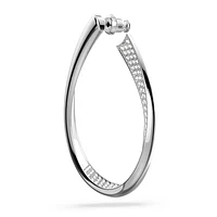 Exist hoop earrings, Medium, White, Rhodium plated by SWAROVSKI