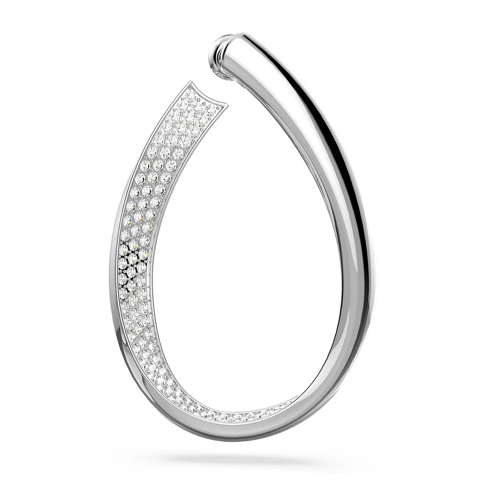 Exist hoop earrings, Medium, White, Rhodium plated by SWAROVSKI