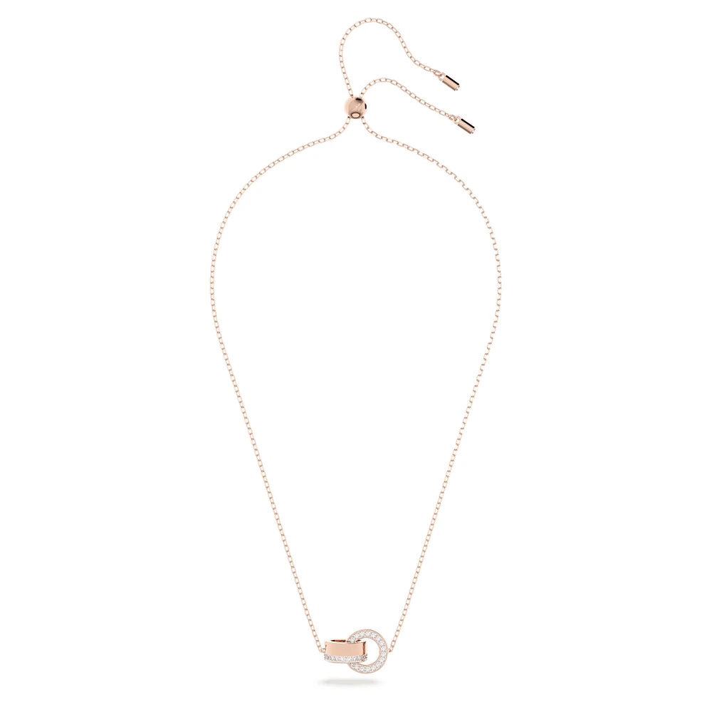 Hollow pendant, Interlocking loop, White, Rose gold-tone plated by SWAROVSKI