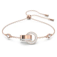 Hollow bracelet, Interlocking loop, White, Rose gold-tone plated by SWAROVSKI