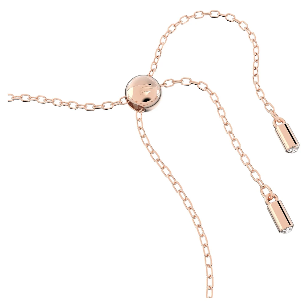 Hollow bracelet, Interlocking loop, White, Rose gold-tone plated by SWAROVSKI