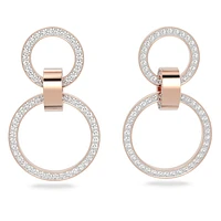 Hollow hoop earrings, White, Rose gold-tone plated by SWAROVSKI
