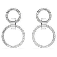 Hollow hoop earrings, White, Rhodium plated by SWAROVSKI