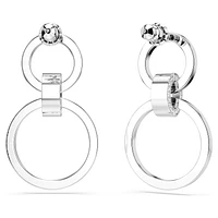 Hollow hoop earrings, White, Rhodium plated by SWAROVSKI