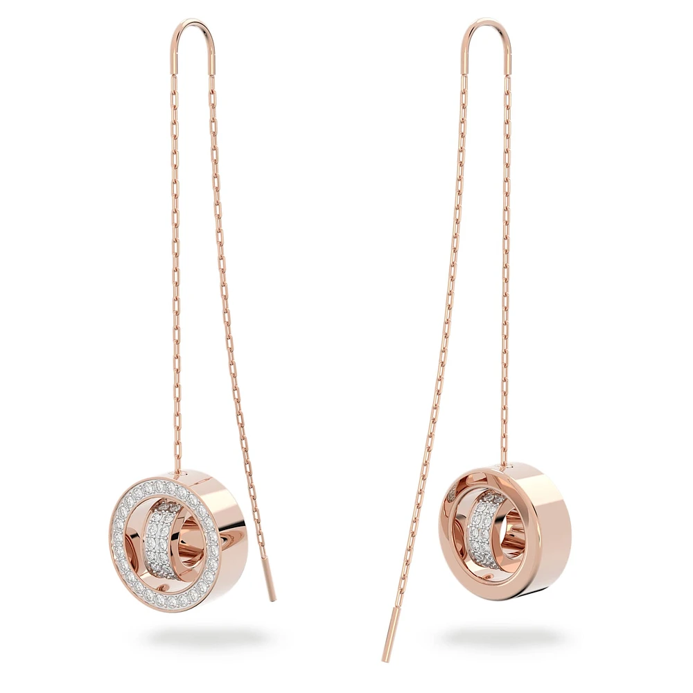 Hollow drop earrings, Long, White, Rose gold-tone plated by SWAROVSKI
