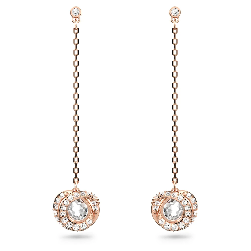 Generation drop earrings, Long, White, Rose gold-tone plated by SWAROVSKI