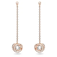 Generation drop earrings, Long, White, Rose gold-tone plated by SWAROVSKI