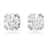 Constella stud earrings, Round cut, White