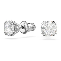 Constella stud earrings, Round cut, White