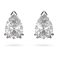 Millenia stud earrings, Pear cut, White, Rhodium plated by SWAROVSKI