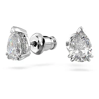 Millenia stud earrings, Pear cut, White, Rhodium plated by SWAROVSKI
