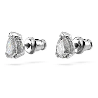Millenia stud earrings, Pear cut, White, Rhodium plated by SWAROVSKI