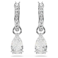 Millenia hoop earrings, Pear cut, White, Rhodium plated by SWAROVSKI