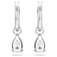 Millenia hoop earrings, Pear cut, White, Rhodium plated by SWAROVSKI