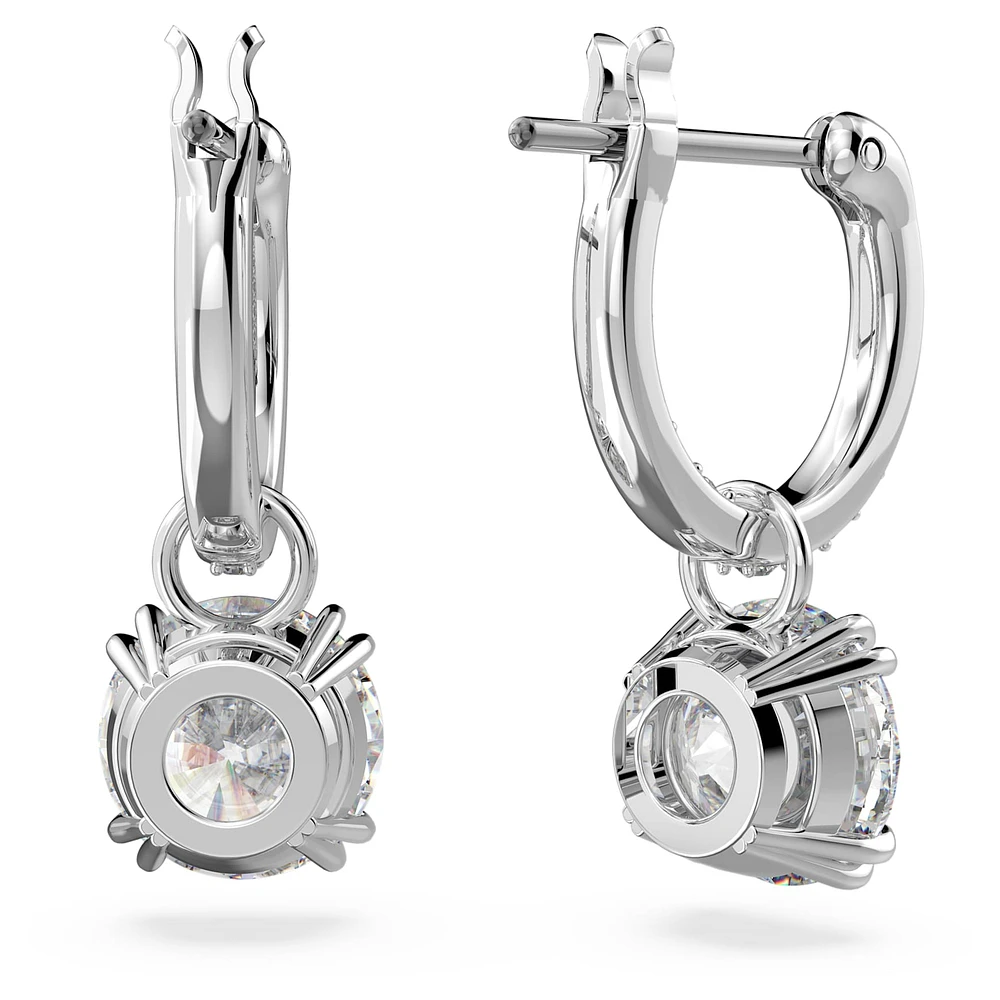 Constella drop earrings, Round cut, White, Rhodium plated by SWAROVSKI