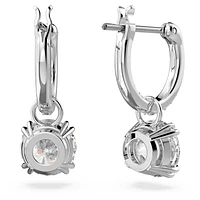 Constella drop earrings, Round cut, White, Rhodium plated by SWAROVSKI