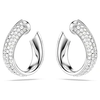 Exist hoop earrings, Small, White, Rhodium plated by SWAROVSKI