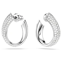 Exist hoop earrings, Small, White, Rhodium plated by SWAROVSKI