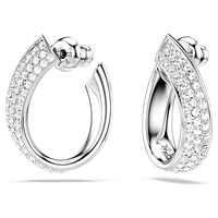 Exist hoop earrings, Small, White, Rhodium plated by SWAROVSKI