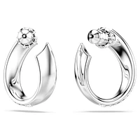 Exist hoop earrings, Small, White, Rhodium plated by SWAROVSKI