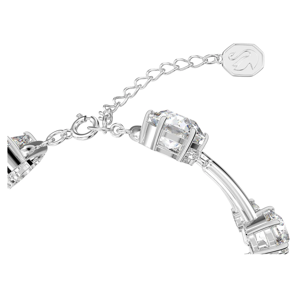 Constella double bangle, Round cut, White, Rhodium plated by SWAROVSKI