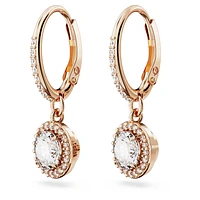 Constella drop earrings, Round cut, Pavé, White, Rose gold-tone plated by SWAROVSKI
