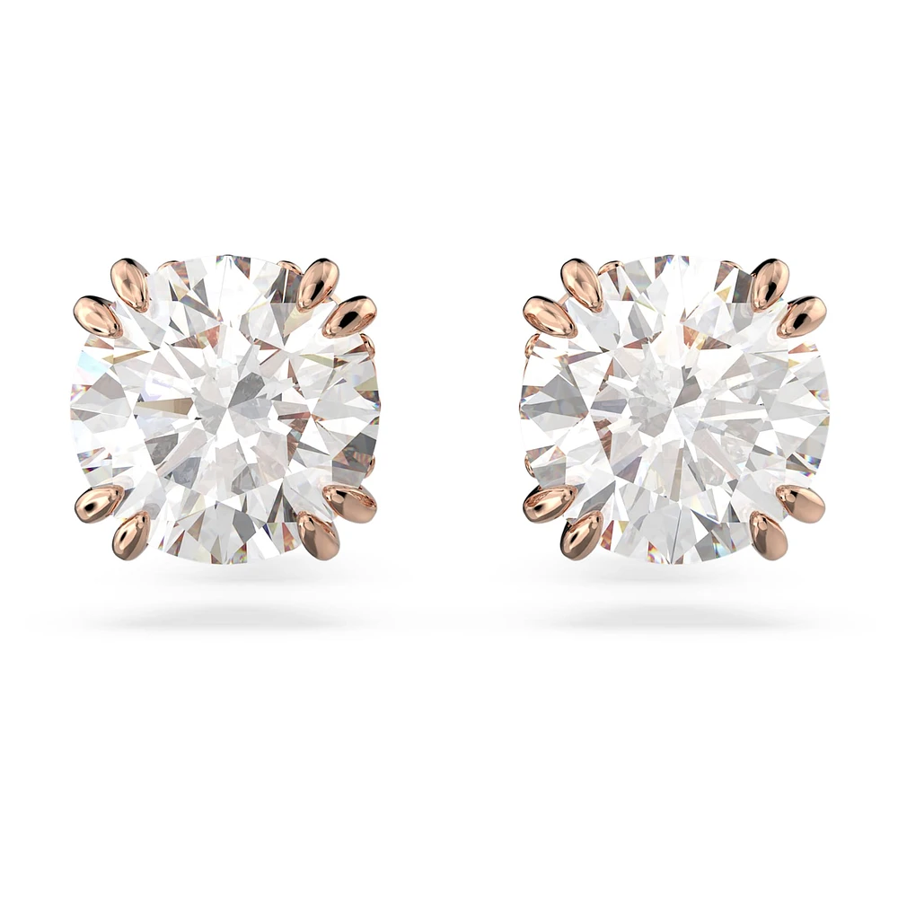 Constella stud earrings, Round cut, White