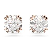 Constella stud earrings, Round cut, White