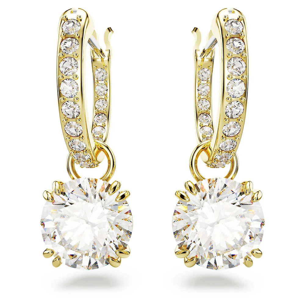 Constella drop earrings, Round cut, White