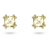 Chroma stud earrings, Cushion cut, Yellow, Gold-tone plated by SWAROVSKI