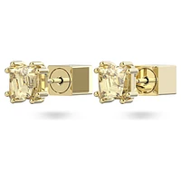 Chroma stud earrings, Cushion cut, Yellow, Gold-tone plated by SWAROVSKI