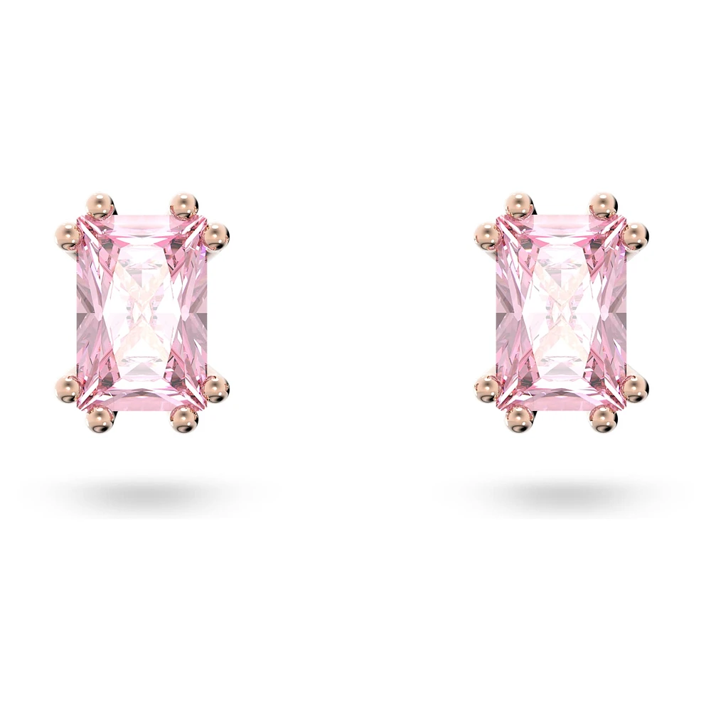 Chroma stud earrings, Cushion cut, Pink, Rose gold-tone plated by SWAROVSKI