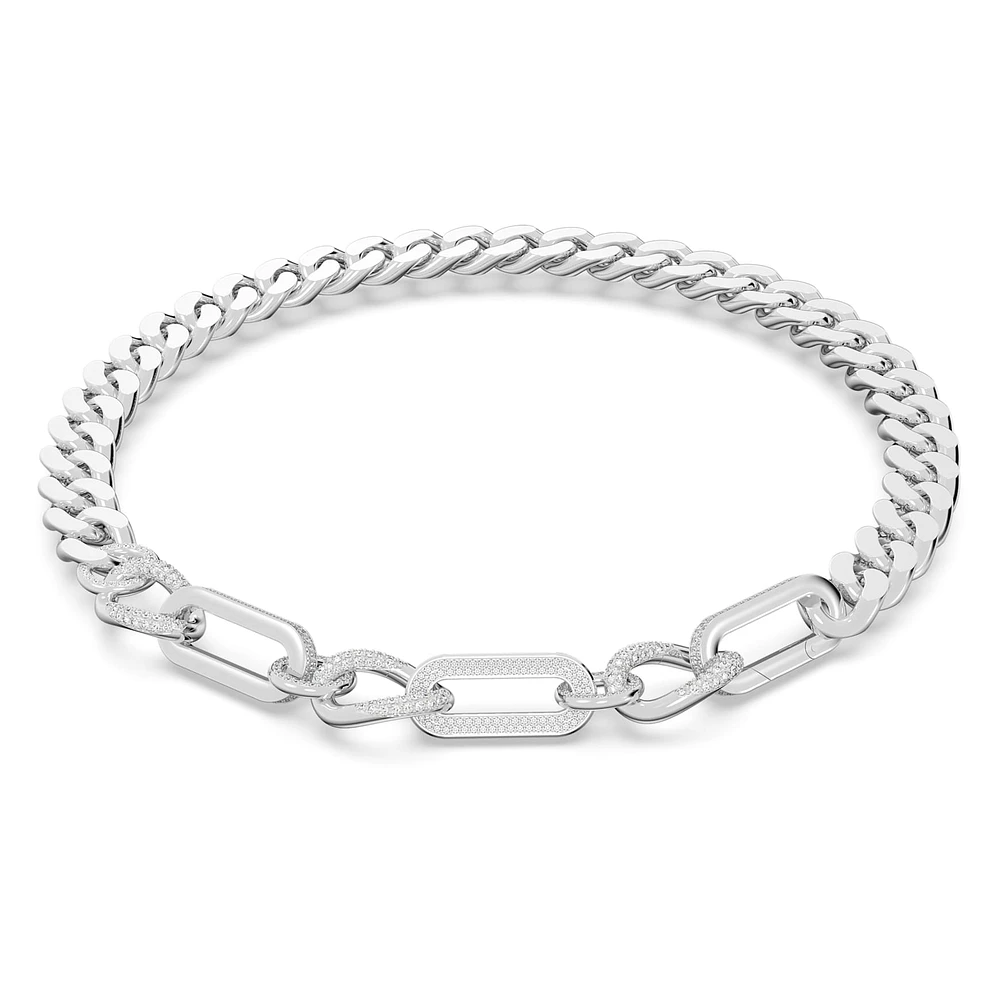 Dextera necklace, Statement, Mixed links, White, Rhodium plated by SWAROVSKI