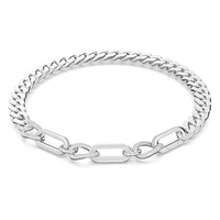 Dextera necklace, Statement, Mixed links, White, Rhodium plated by SWAROVSKI