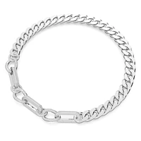Dextera necklace, Statement, Mixed links, White, Rhodium plated by SWAROVSKI