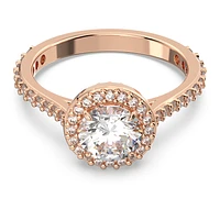 Constella cocktail ring, Round cut, Pavé, White, Rose gold-tone plated by SWAROVSKI