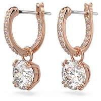 Constella drop earrings, Round cut, White, Rose gold-tone plated by SWAROVSKI
