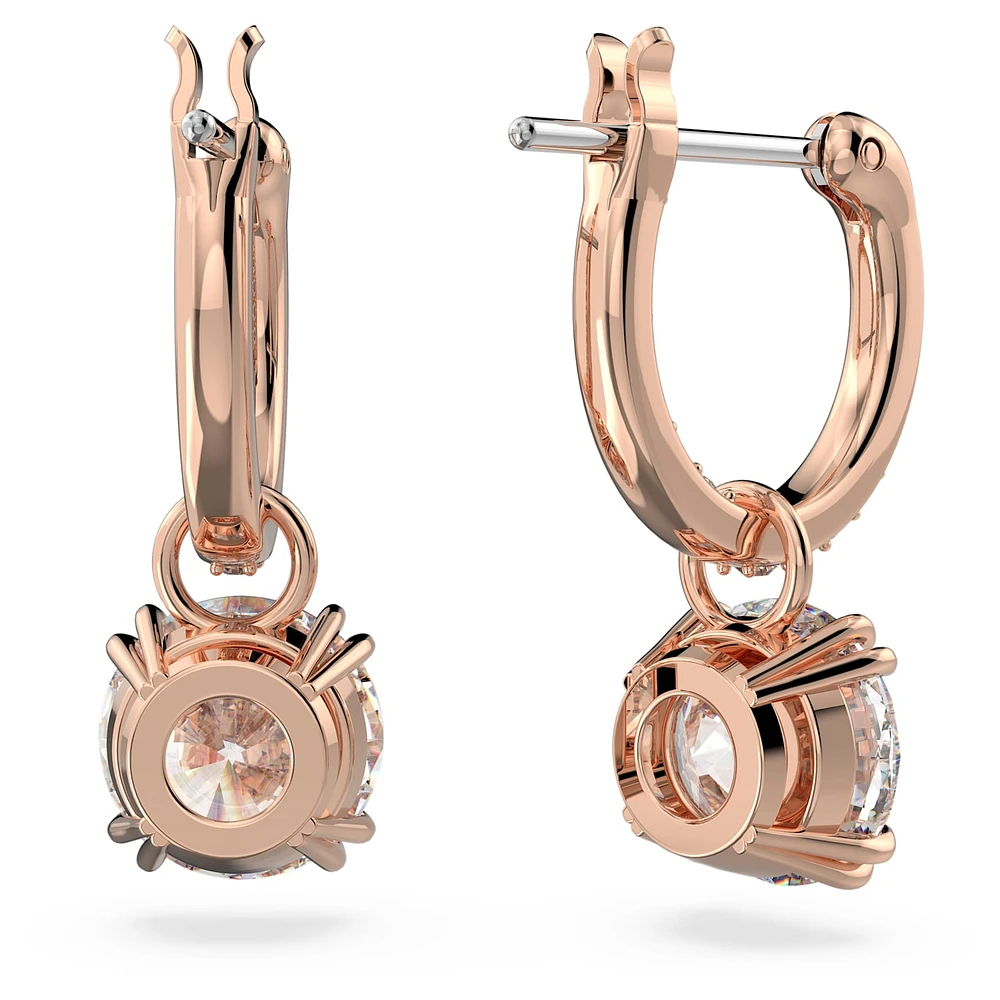 Constella drop earrings, Round cut, White, Rose gold-tone plated by SWAROVSKI