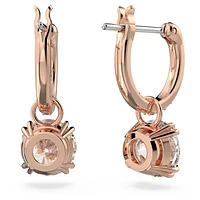 Constella drop earrings, Round cut, White, Rose gold-tone plated by SWAROVSKI