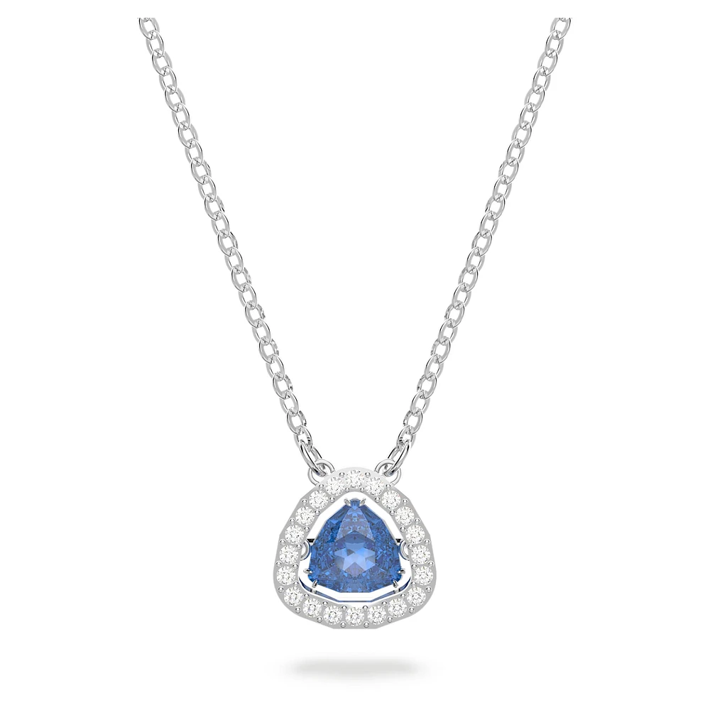 Una necklace, Trilliant cut, Blue, Rhodium plated by SWAROVSKI