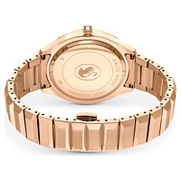 Dextera 3-hand watch, 37mm, Swiss Made, Metal bracelet, Black, Rose gold-tone finish by SWAROVSKI