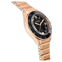 Dextera 3-hand watch, 37mm, Swiss Made, Metal bracelet, Black, Rose gold-tone finish by SWAROVSKI