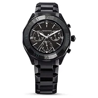 Watch, 39mm, Swiss Made, Metal bracelet, Black, Black finish by SWAROVSKI