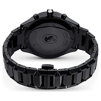 Watch, 39mm, Swiss Made, Metal bracelet, Black, Black finish by SWAROVSKI